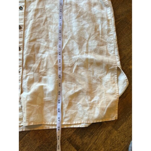 Liz Claiborne Lizwear Jeans Linen Blend floral Tan 3/4 Sleeve Top Size Large - Picture 7 of 7